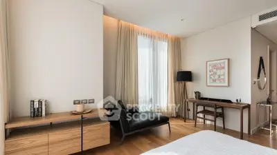 Elegant modern bedroom with stylish furniture and natural light