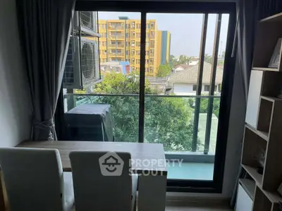 Charming study area with balcony view in modern apartment