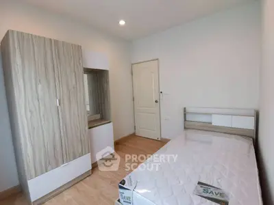 Cozy bedroom with modern wooden furniture and natural light