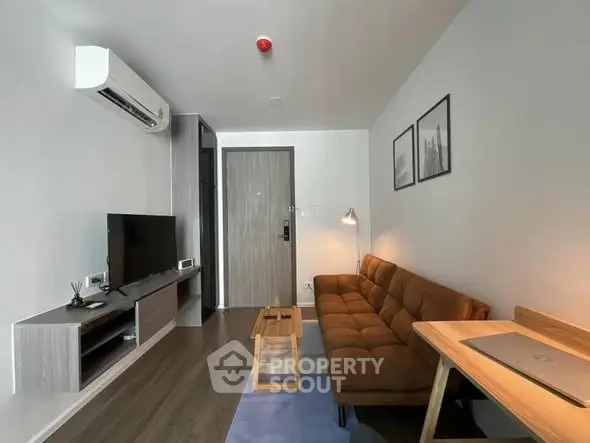 Modern living room with sleek furniture and stylish decor