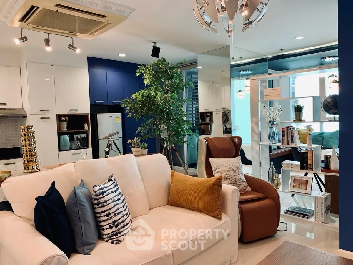 Modern living room with stylish decor and open layout in a contemporary apartment.