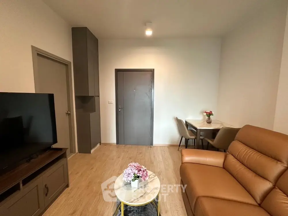 Modern living room with stylish furniture and cozy ambiance