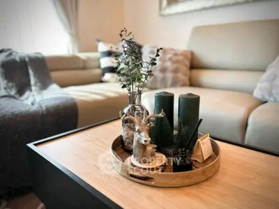 Stylish living room with cozy decor and elegant furniture