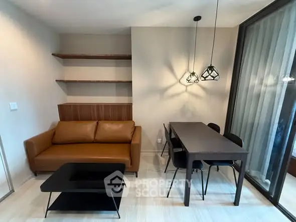 Modern living room with stylish furniture and elegant lighting