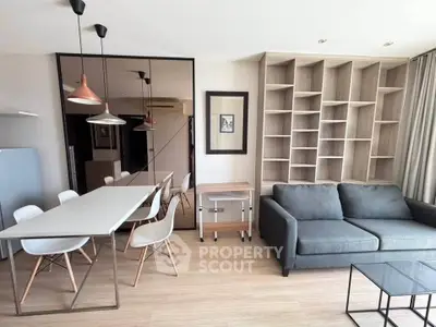 Modern living room with stylish furniture and open layout in a contemporary apartment.