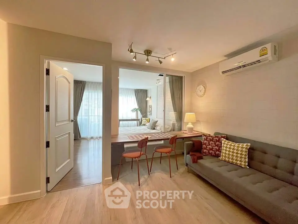 Modern living room with stylish decor and cozy ambiance