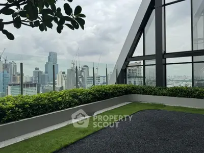 Stunning rooftop garden with panoramic city skyline views