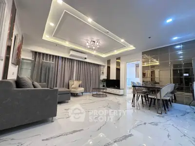 Luxurious modern living room with elegant dining area and stylish decor