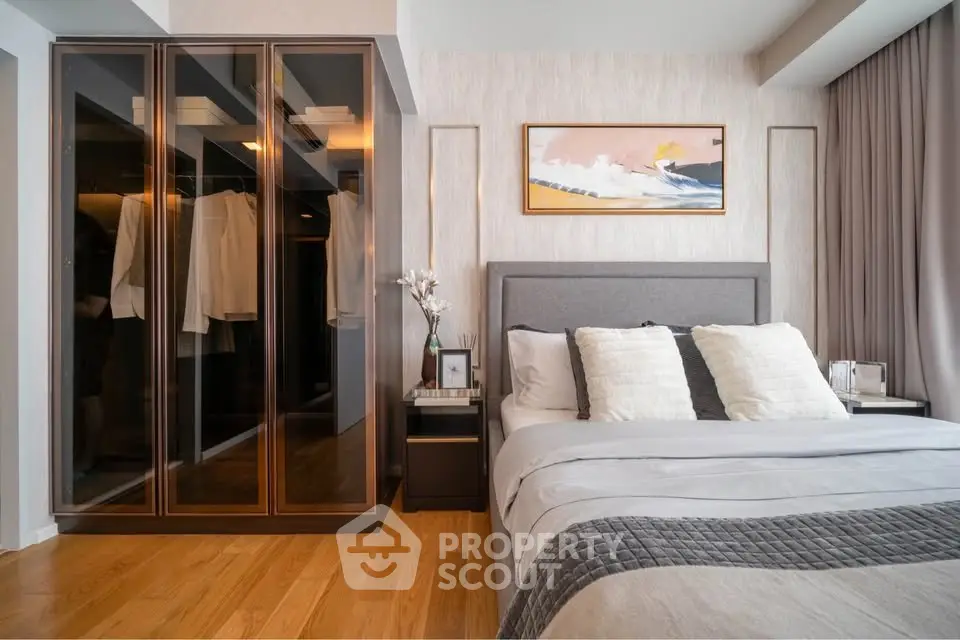Modern bedroom with stylish decor and spacious wardrobe