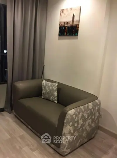 Cozy modern living room with stylish sofa and elegant decor