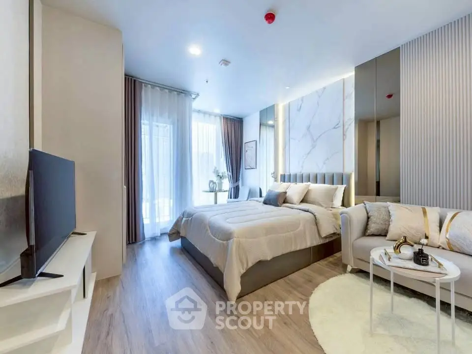 Luxurious modern bedroom with elegant decor and natural light