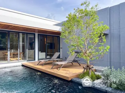 Luxurious modern home with private pool and stylish deck area