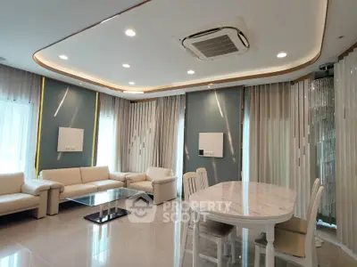 Luxurious modern living room with elegant furniture and stylish lighting