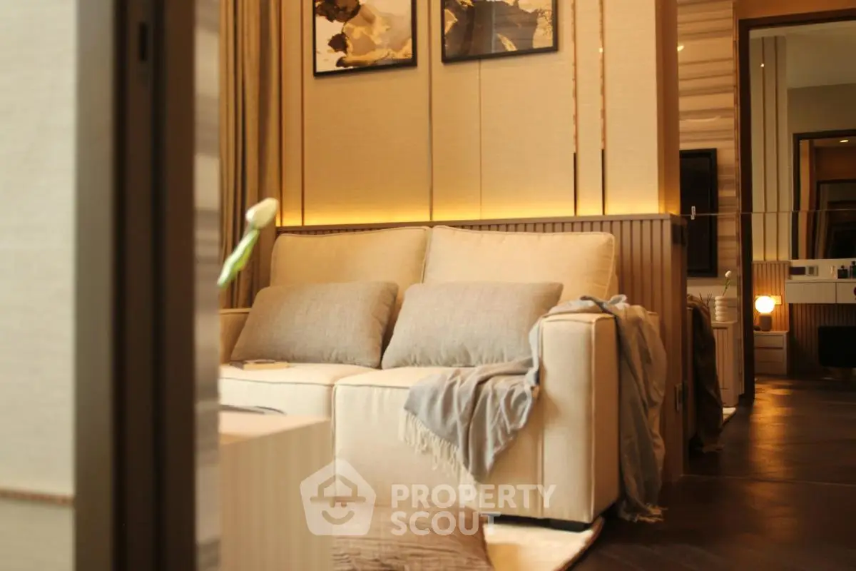 Luxurious living room with elegant decor and cozy seating area