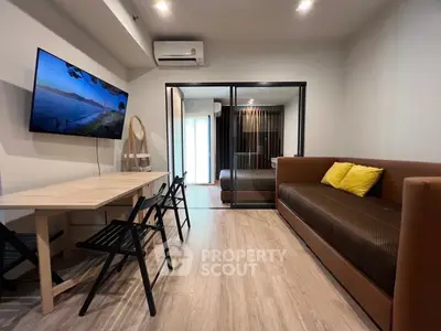 Modern living room with stylish furniture and open layout