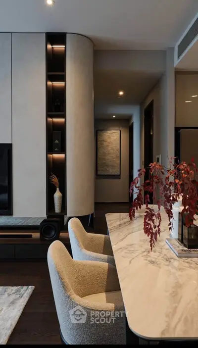 Luxurious modern living room with elegant decor and stylish furniture