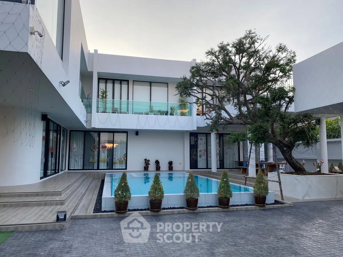 Luxurious modern villa with private pool and spacious outdoor area, perfect for relaxation and entertainment.