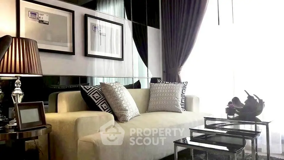 Luxurious modern living room with elegant decor and plush sofa
