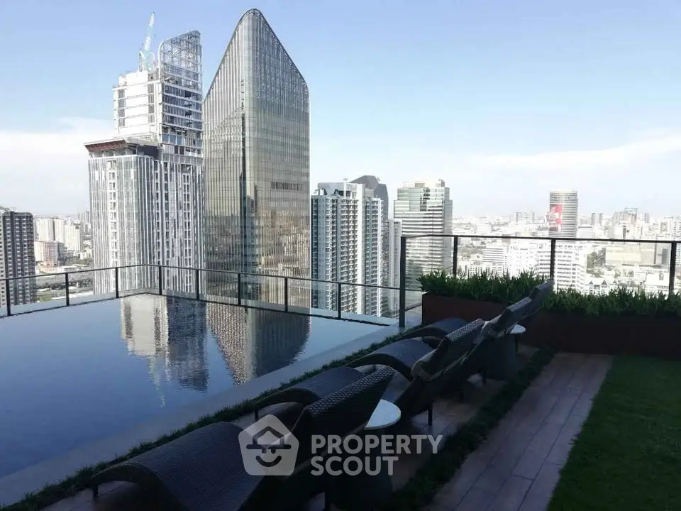 Stunning rooftop pool with city skyline view, perfect for luxury urban living.
