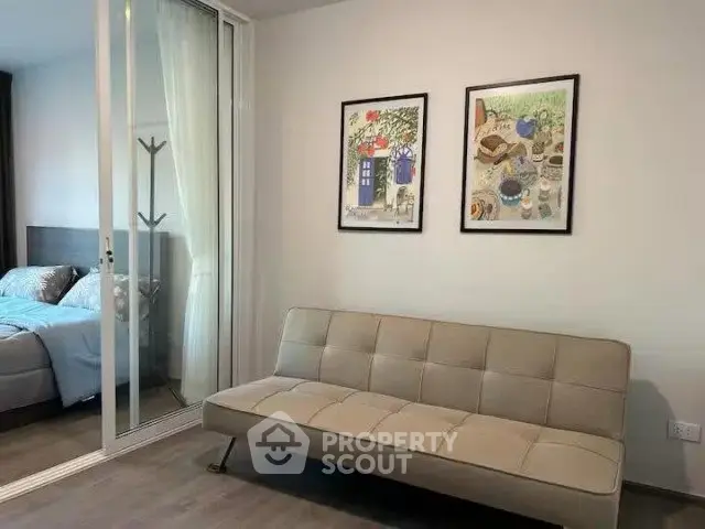 Modern apartment interior with stylish decor and cozy bedroom view