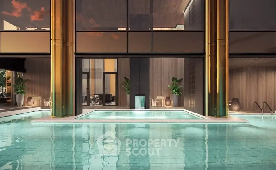 Luxurious modern pool area with sleek design and elegant architecture