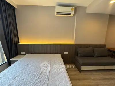 Modern bedroom with stylish decor and cozy ambiance