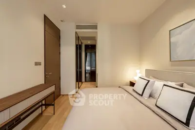 Elegant bedroom with modern decor and cozy lighting