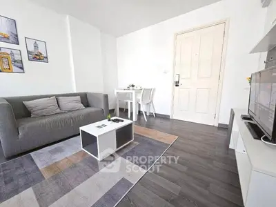 Modern living room with sleek furniture and stylish decor