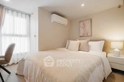 Cozy modern bedroom with elegant decor and natural light