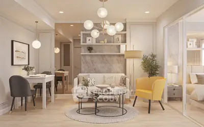 Modern living room with stylish decor and open layout