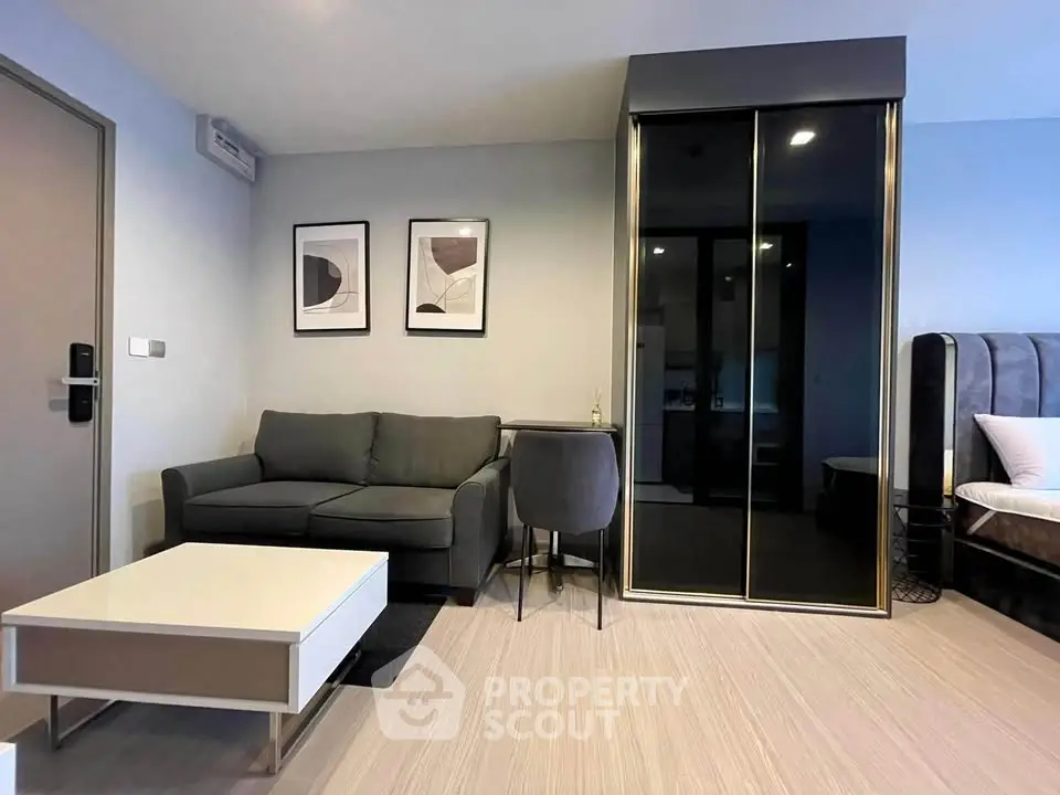 Modern living room with sleek furniture and stylish decor