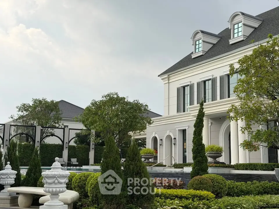 Luxurious mansion with elegant garden and classic architecture