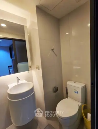 Modern bathroom with sleek fixtures and contemporary design