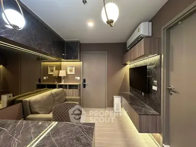 Modern living room with sleek design and stylish furniture