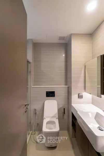 Modern bathroom with sleek fixtures and elegant design