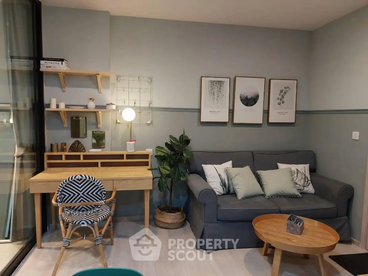 Chic living room with modern decor and cozy seating area