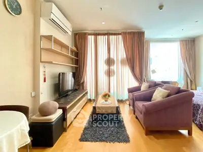 Cozy living room with modern decor and natural light