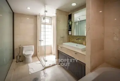 Luxurious bathroom with modern fixtures and elegant marble finishes
