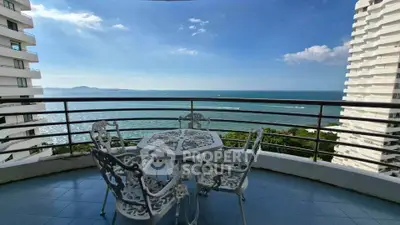 Stunning ocean view from spacious balcony in luxury high-rise apartment