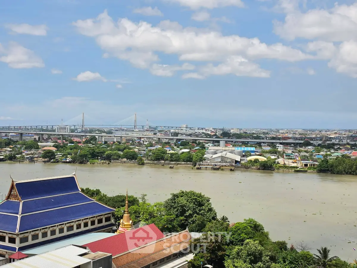 Stunning river view with cityscape and iconic bridge, perfect for real estate investment.