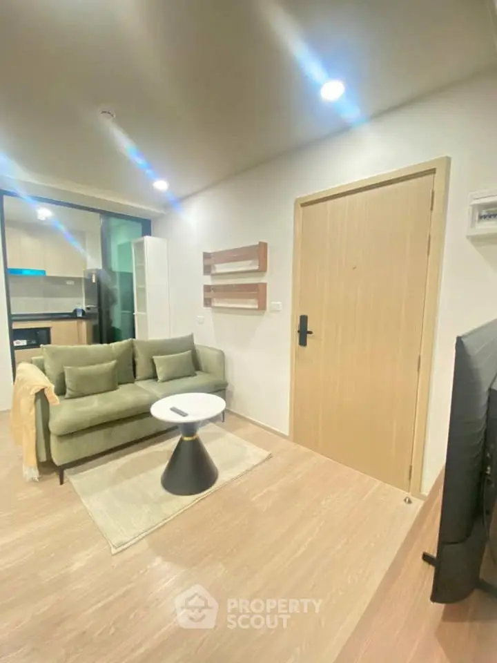 Modern living room with stylish sofa and elegant decor