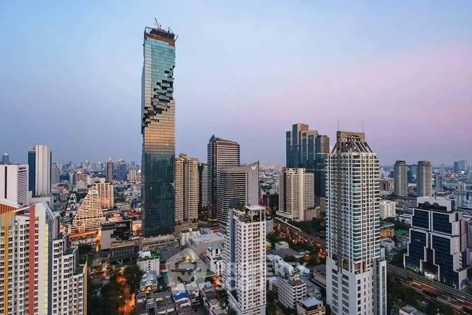 Stunning cityscape view featuring iconic skyscrapers in a vibrant urban setting.