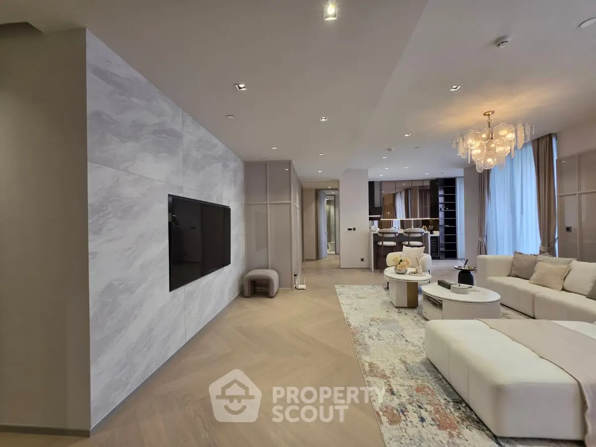 Luxurious modern living room with elegant decor and open layout