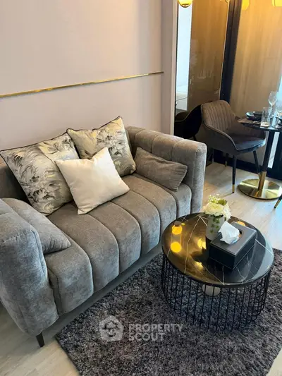 Stylish modern living room with plush sofa and elegant decor