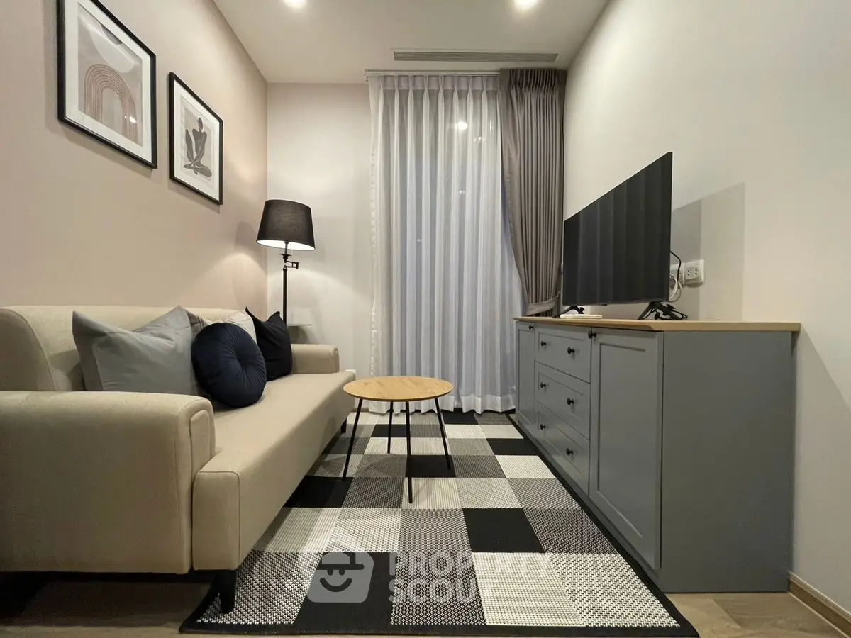 Modern living room with stylish decor and cozy ambiance