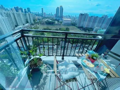 Stunning balcony view with cityscape, perfect for relaxation and enjoying the urban skyline.
