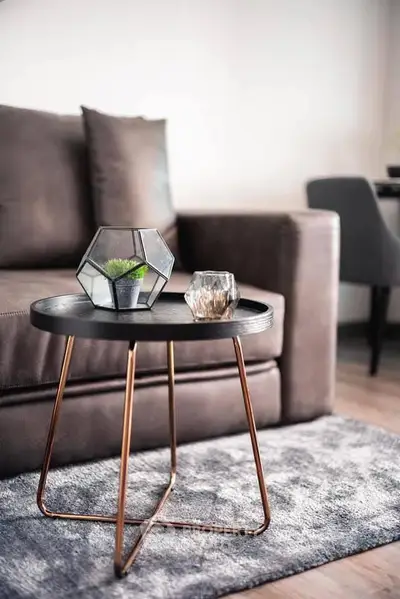 Stylish modern living room with elegant furniture and decor accents.