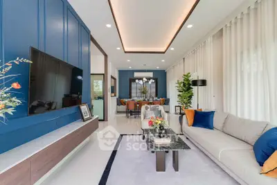 Luxurious modern living room with elegant decor and spacious design