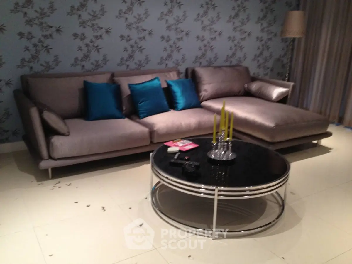 Stylish living room with modern sofa and elegant decor