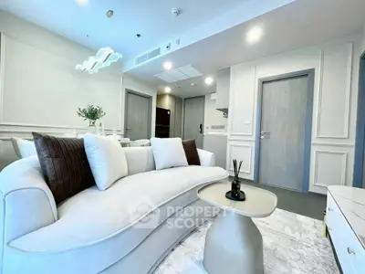 Modern living room with stylish curved sofa and elegant decor